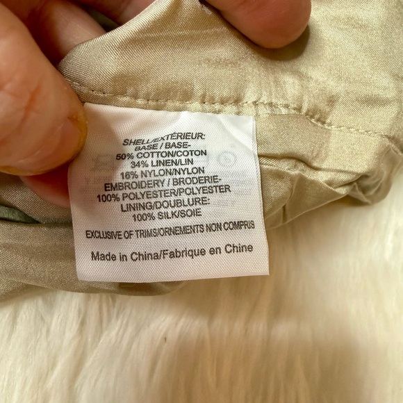 Tory Burch Cream and Black Chain Print Cotton and Linen Blouse Top Size 2 - Picture 9 of 10